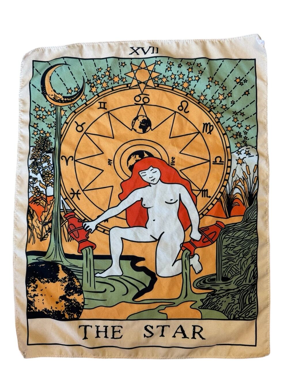 The Star Tarot Small Silky Scarf Tapestry Dream Future Woman Card Horoscope